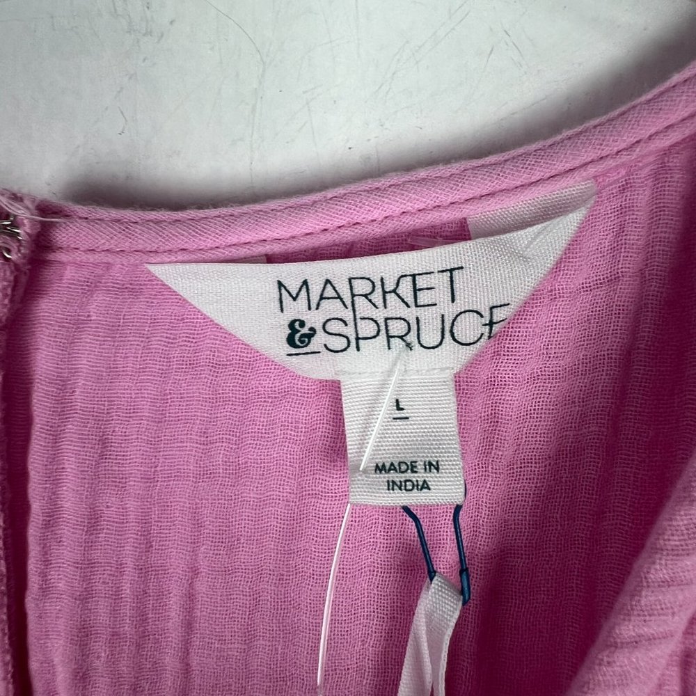 NWT Stitch Fix Market & Spruce Trini Short Sleeve Gauze Romper Pink Size Large L - Picture 7 of 14